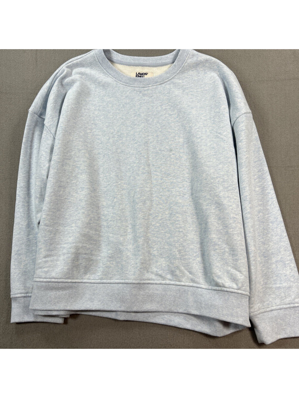 Lands End Serious Sweats Size L Blue Long Sleeve Sweatshirt Athleisure Comfort